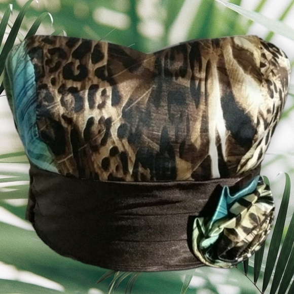 Teeze Me Layered Tulle Dress Women's size 3 Strapless Leopard Party Dress - Picture 4 of 5